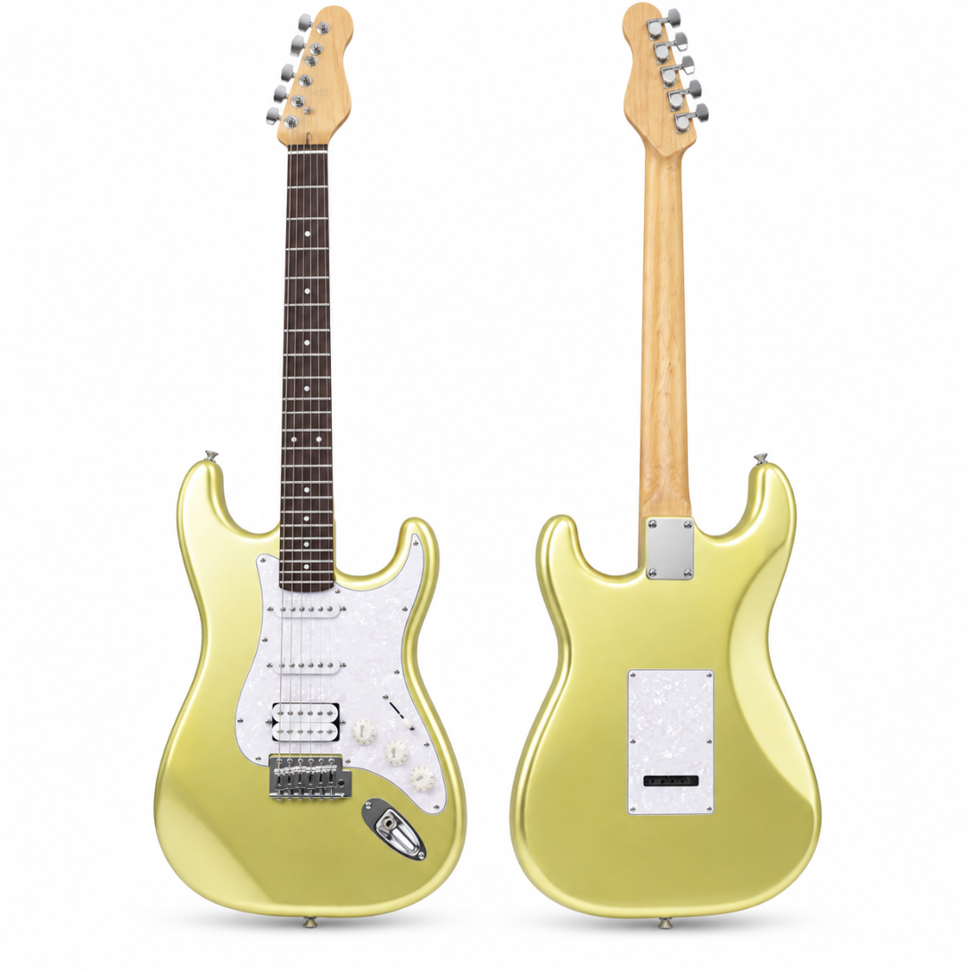 Guitare Électrique Type ST, Corps Acrylique/Bois, 39 Pouces, 6 Cordes