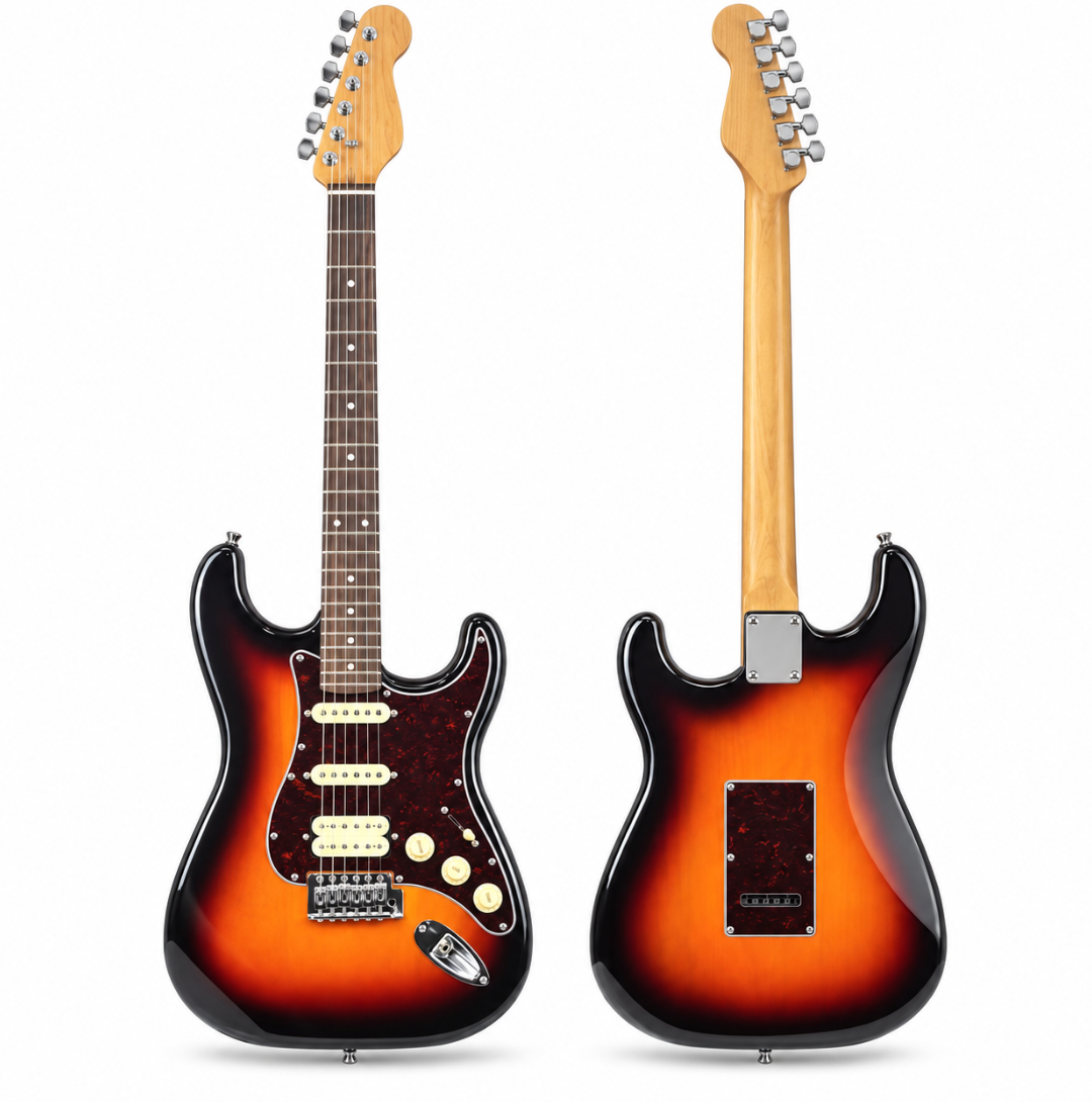 Guitare Électrique Type ST, Corps Acrylique/Bois, 39 Pouces, 6 Cordes
