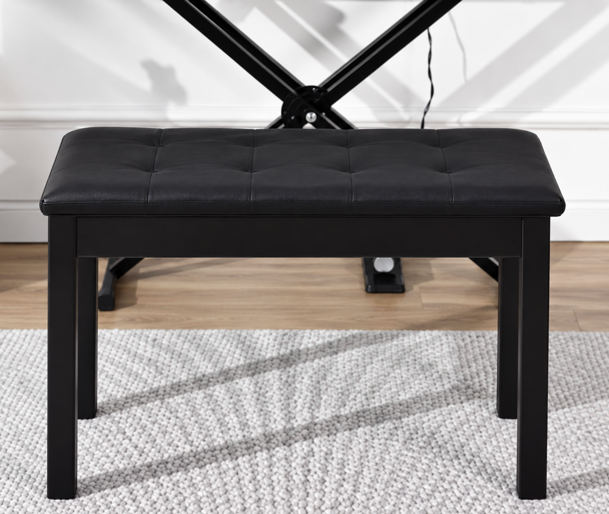 Banc de Piano Pliable en X avec Rangement, Similicuir
