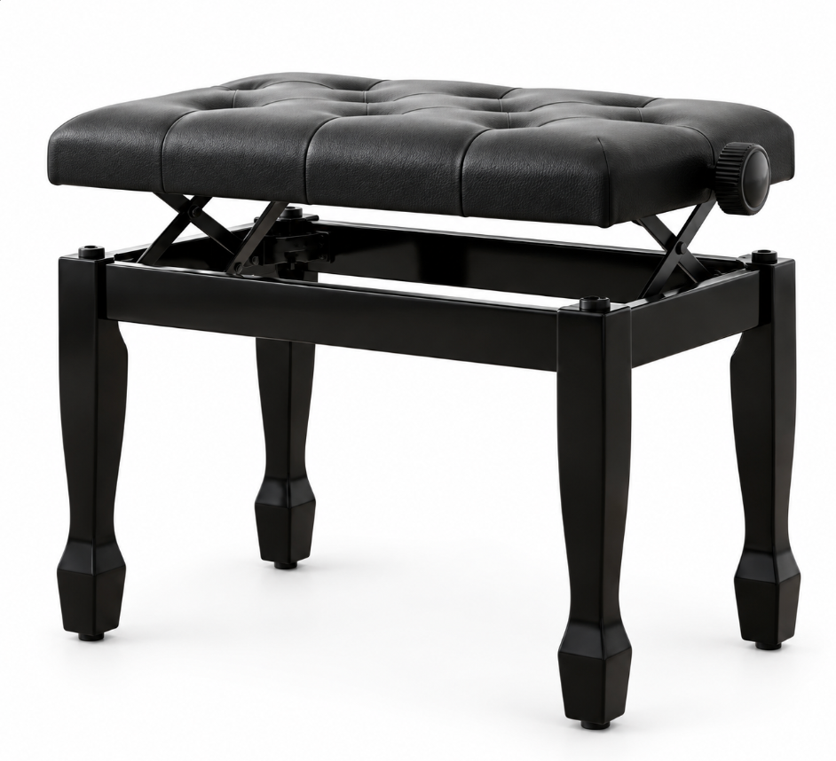 Banc de Piano Réglable en Hauteur, Similicuir Noir
