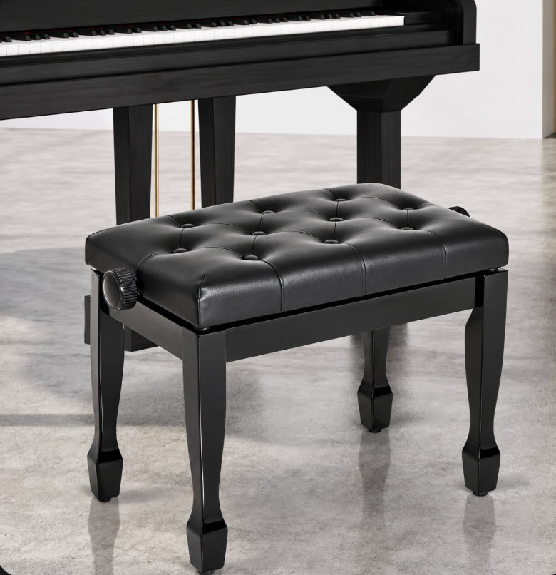 Banc de Piano Réglable en Hauteur, Similicuir Noir