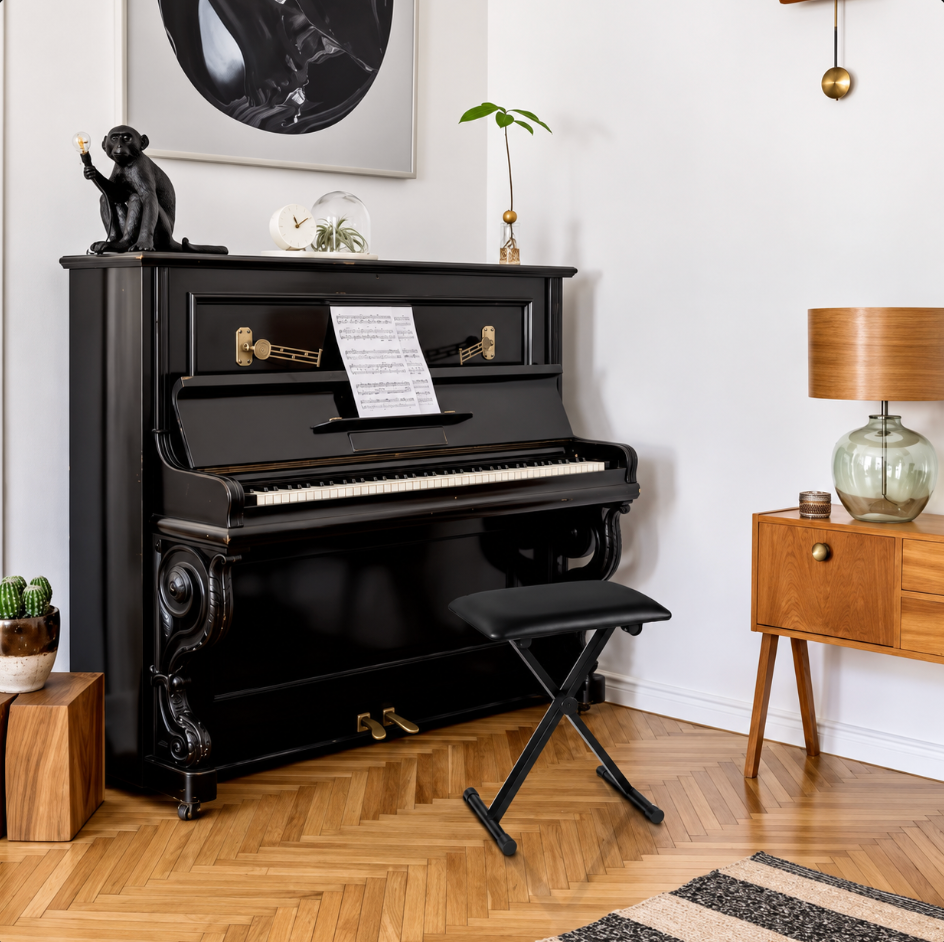 Tabouret de Clavier Pliant en X, Noir