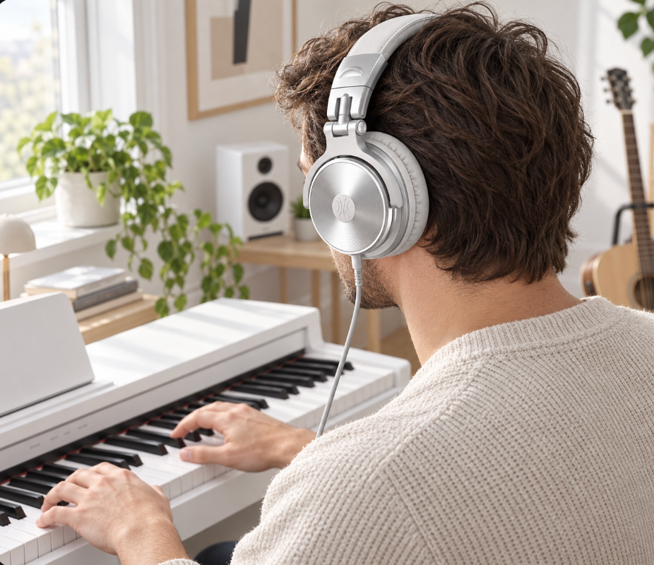 Casque DJ Filaire Haute Résolution avec Micro, Jack 3,5 / 6,35 mm