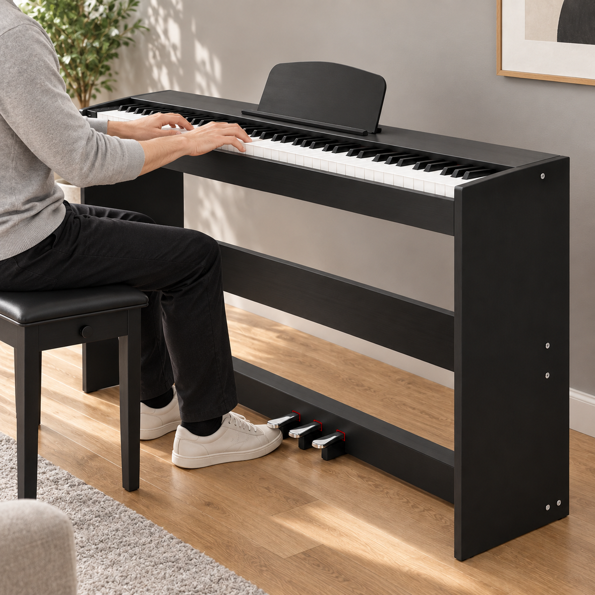 Piano Numérique 88 Touches, Mode Double Clavier, 200 Sons