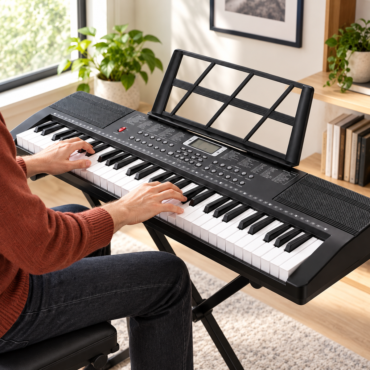 Piano Numérique Portable 61 Touches, Multi-Tons et Rythmes