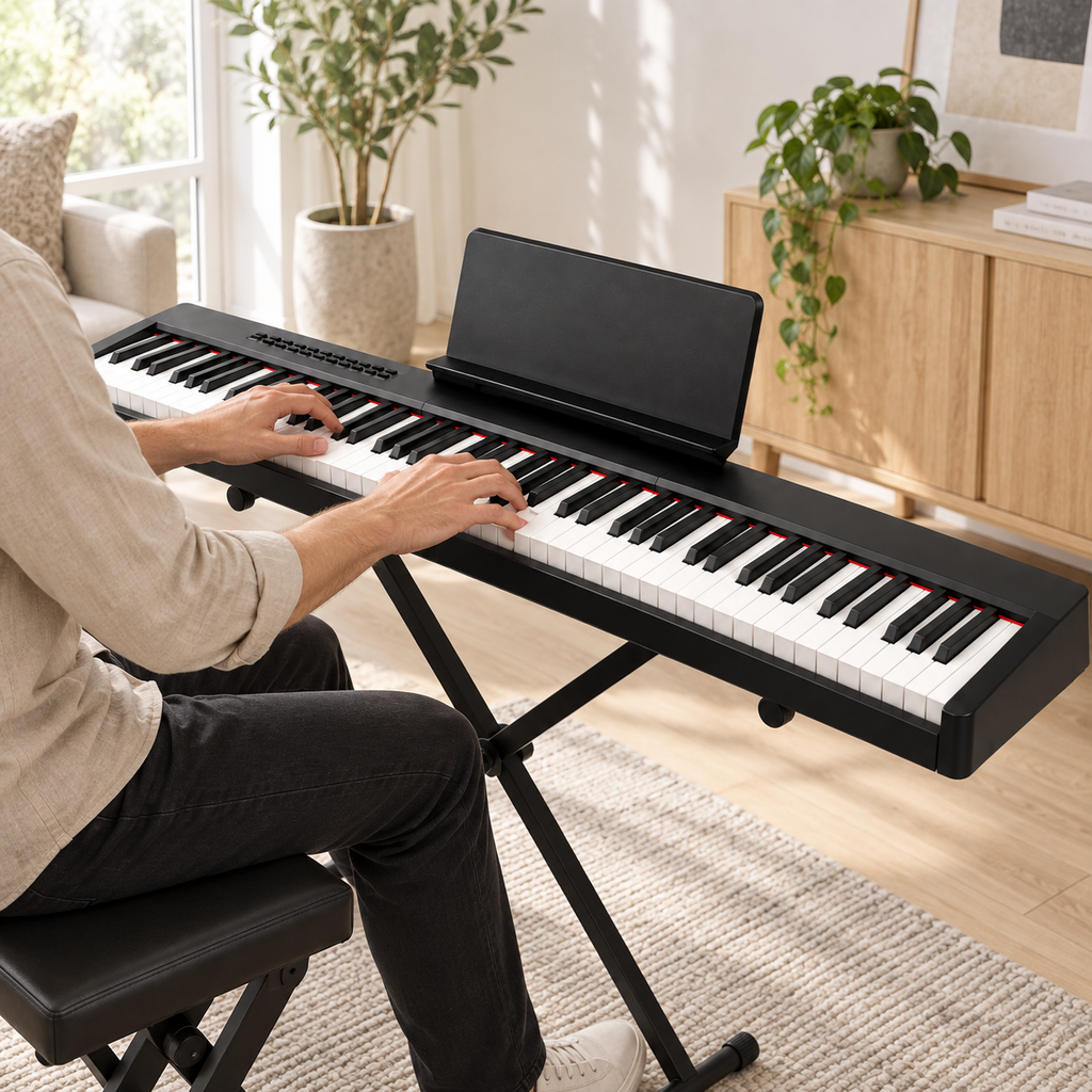 Piano Numérique 88 Touches Pleine Taille, Pédale de Sustain, Noir